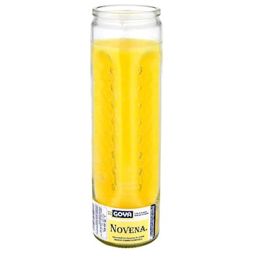 Goya Novena Yellow Tall Tumbler 8 Inch Glass Candle