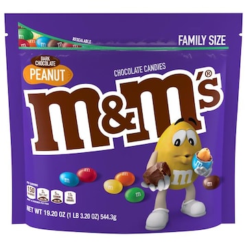 M&M's Chocolate Candies, Dark Chocolate Peanut, Family Size