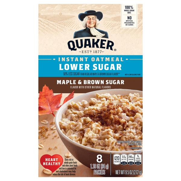 Quaker Lower Sugar Instant Maple & Brown Sugar Oatmeal | Publix