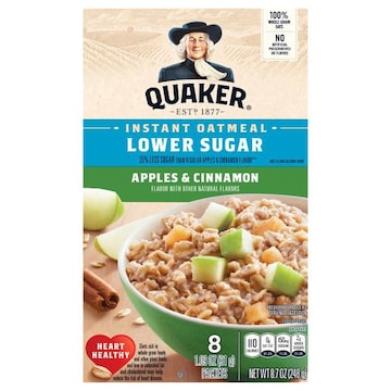 Quaker Instant Oatmeal, Lower Sugar, Apples & Cinnamon