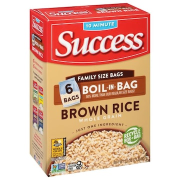 Success Brown Rice, Whole Grain, Boil-in-Bag, Family Size Bags