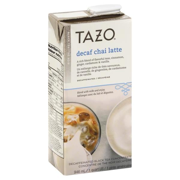 Tazo Decaffeinated Chai Latte Black Tea Concentrate, 32 oz Carton