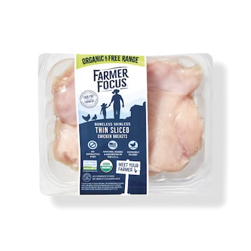 Farmer Focus Thin Sliced Chicken Breasts, Organic and Free Range