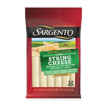 Sargento Sargento® Reduced Fat Low Moisture Part-Skim Mozzarella Natural Cheese Light String Cheese Snacks, 12-Count