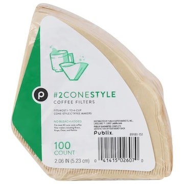 Publix Coffee Filters, #2 Cone Style
