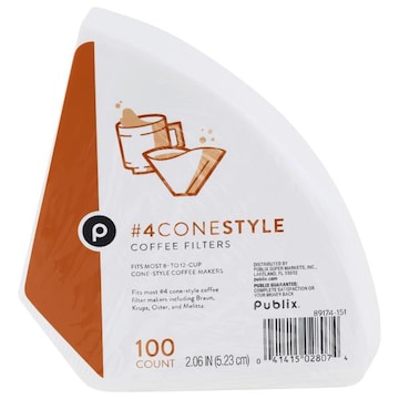 Publix 4 Cone Style 2.06 In Coffee Filters