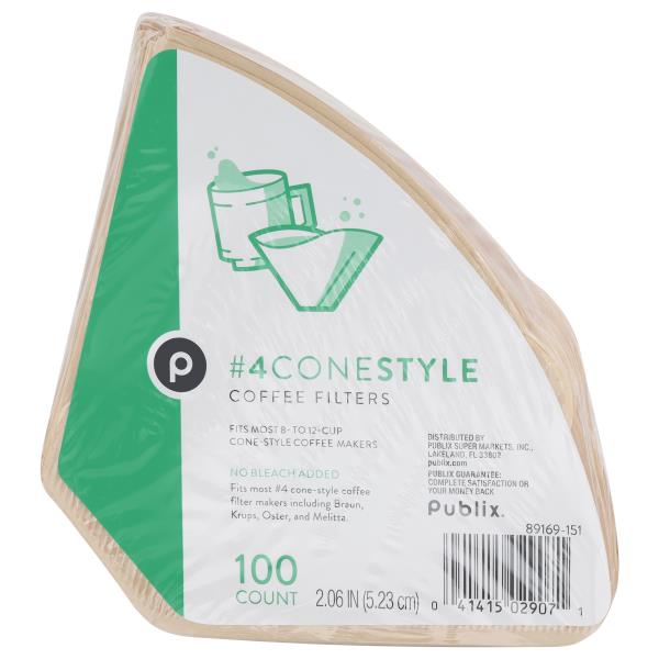 Publix Coffee Filters, Natural, No. 4 Cone Style Publix Super Markets