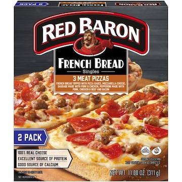 Red Baron Three Meat French Bread Personal Frozen Pizza