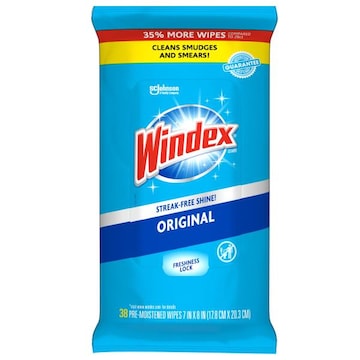 Windex Glass and Surface Pre-Moistened Wipes, Original, 38 Count