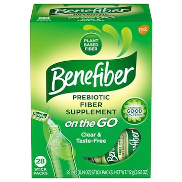 BENEFIBER On the Go Prebiotic Fiber Supplement Powder for Digestive Health, Unflavored Powder Stick Packs