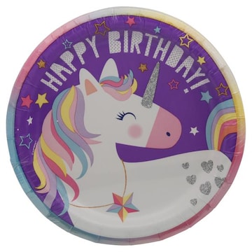 Unique Paper Plates, Unicorn, 6-3/4 Inch
