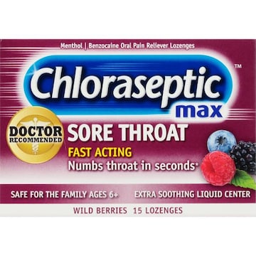 Chloraseptic Max Sore Throat Lozenges, Max Strength Wild Berries