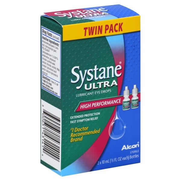 Systane Ultra Eye Drops, Lubricant, High Performance, Twin Pack ...