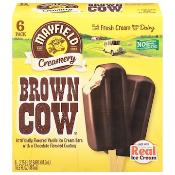 Mayfield Creamery Ice Cream Bars, Brown Cow, 6 Pack