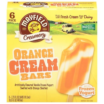 Mayfield Creamery Ice Cream Bars, Orange Cream, 6 Pack