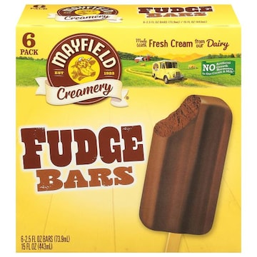 Mayfield Creamery Ice Cream Bars, Fudge, 6 Pack