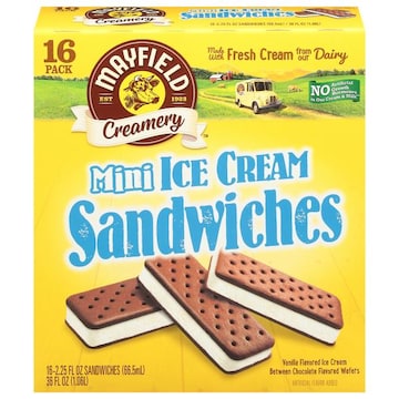 Mayfield Creamery Ice Cream Sandwiches, Vanilla, Mini, 16 Pack