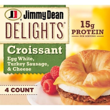 Jimmy Dean Delights Croissant Breakfast Sandwiches with Turkey Sausage, Egg White, and Cheese, Frozen, 4 Count