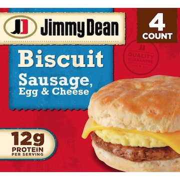 Jimmy Dean Biscuit Breakfast Sandwiches with Sausage, Egg, and Cheese, Frozen, 4 Count