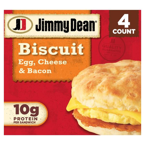 Jimmy Dean Biscuit Breakfast Sandwiches with Bacon, Egg, and Cheese