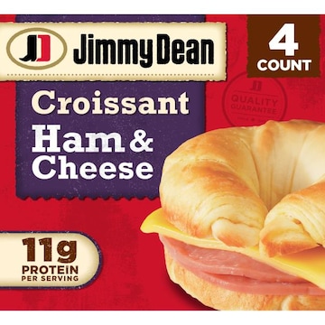 Jimmy Dean Croissant Breakfast Sandwiches with Ham and Cheese, Frozen, 4 Count