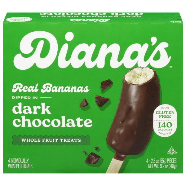 Diana's Bananas Gluten Free Dark Chocolate Frozen Fresh Fruit Bananas 