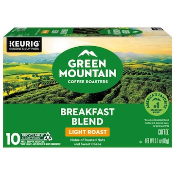 Green Mountain Coffee Roasters K-Cup Pods Light Roast Breakfast Blend Coffee