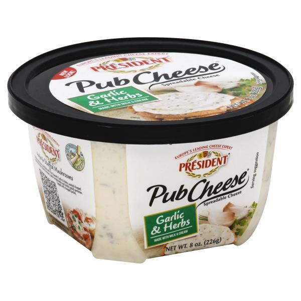 President Pub Cheese Cheese, Spreadable, Garlic & Herbs Publix Super