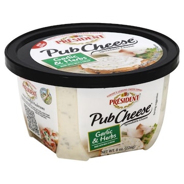 President Pub Cheese Cheese, Spreadable, Garlic & Herbs