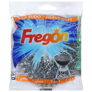 Fregon Steel Scrubber + Green Scour Pad, Heavy Duty, 2 in 1