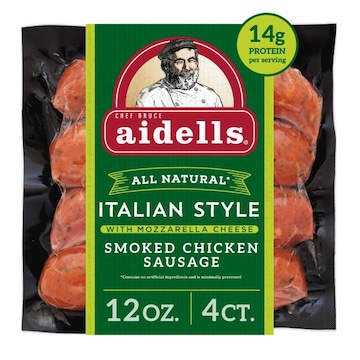 Aidells Smoked Chicken Sausage, Italian Style with Mozzarella Cheese, (4 Fully Cooked Links)
