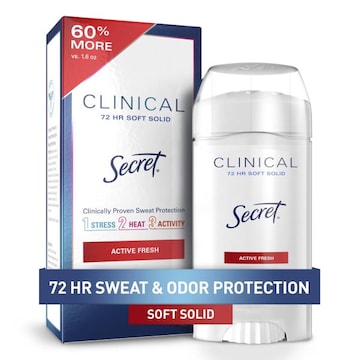 Secret Clinical Strength Soft Solid Antiperspirant and Deodorant, Active Fresh, 2.6 oz