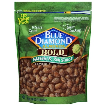 Blue Diamond Almonds Bold Wasabi & Soy Sauce Flavored Almonds 1 lb Value Pack