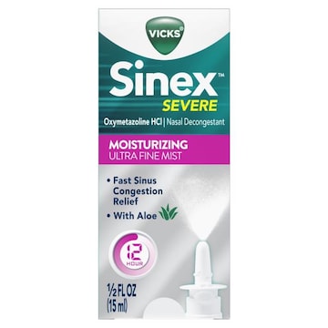Vicks Moisturizing Sinex Severe Moisturizing Ultra Fine Nasal Mist with Aloe, Over-the-Counter Medicine, 265 Sprays