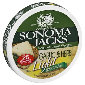 Sonoma Jacks Cheese, Wedges, Garlic & Herb, Light