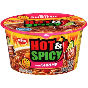 Bowl Noodles Hot & Spicy with Shrimp Ramen Noodle Soup