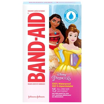 Band-Aid Adhesive Bandages, 100% Waterproof, Disney Princess, All One Size