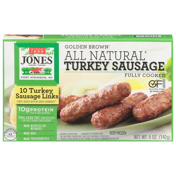 Jones Dairy Farm Sausages Links, Turkey, Golden Brown Publix Super