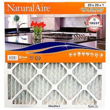 Natural Aire Air Cleaning Filter, Odor Eliminator with Baking Soda, 20 x 20 x 1