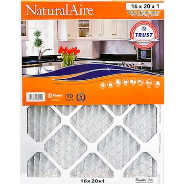 Natural Aire Air Cleaning Filter, Odor Eliminator with Baking Soda, 16 x 20 x 1