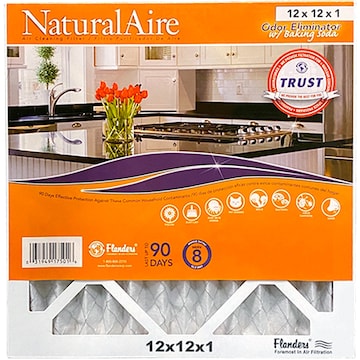 Natural Aire Air Cleaning Filter, Odor Eliminator with Baking Soda, 12 x 12 x 1