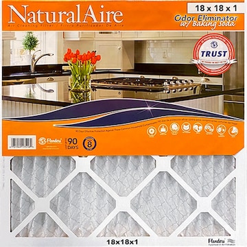 Natural Aire Air Cleaning Filter, Odor Eliminator w/ Baking Soda, 18 x 18 x 1
