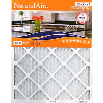 Natural Aire Air Cleaning Filter, Odor Eliminator with Baking Soda, 20 x 25 x 1