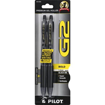 Pilot G2 Gel Pens, Black Ink, Bold, 1.0 mm
