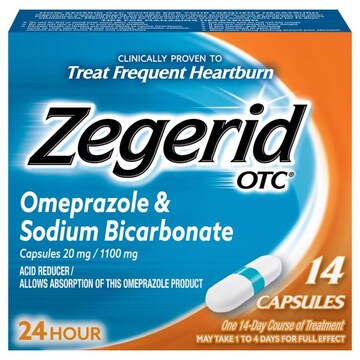 Zegerid OTC Omeprazole & Sodium Bicarbonate, 20 mg / 1100 mg, Capsules