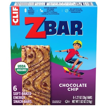 Zbar Zbar - Chocolate Chip - Soft Baked Snack Bars - Non-GMO - 11g Whole Grains - USDA Organic Granola Bars (6 Pack)
