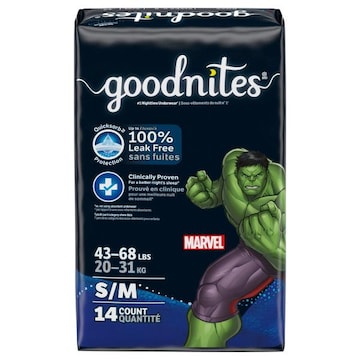 GoodNites Boys Marvel Nighttime S/M Underwear (43-68 lbs)