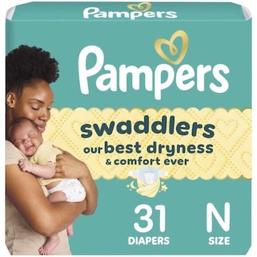 Pampers Swaddlers Diapers, Size 0, 31 Count