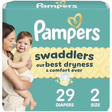 Pampers Swaddlers Diapers, Size 2, 29 Count