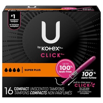 U by Kotex Click Compact Super Plus Unscented Tampons